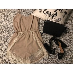 TAUPE ROMPER W/OPEN BACK